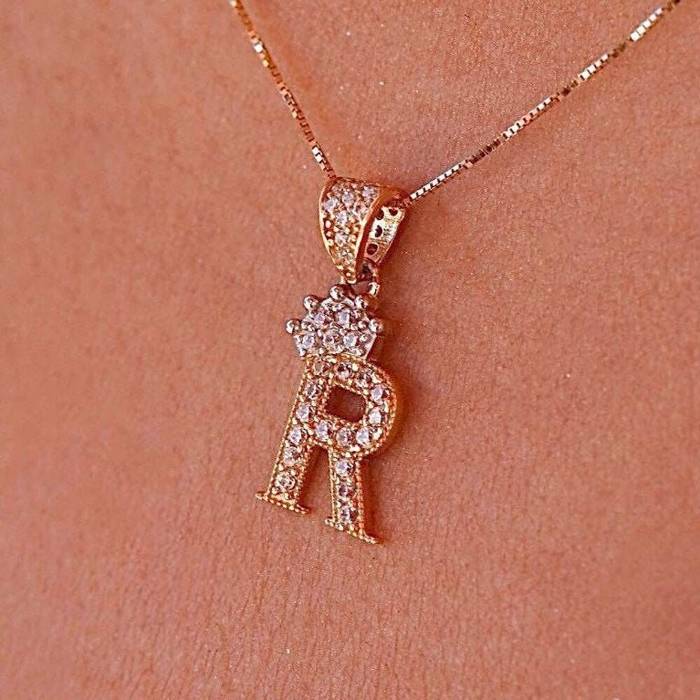 14K Solid Gold Initial "R" Pendant | Letter R Charm By Tehrani Jewelry